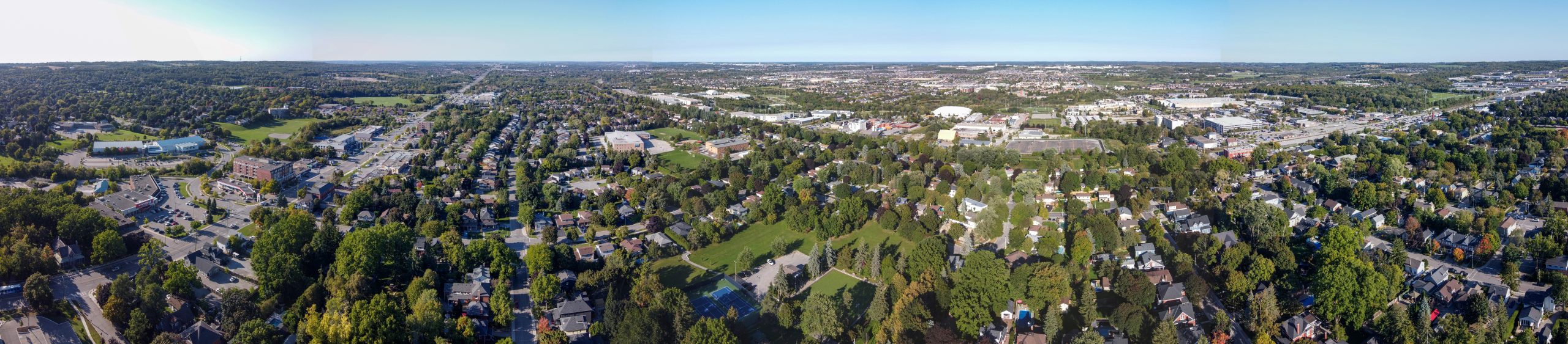 Aerial photo of the town of Aurora